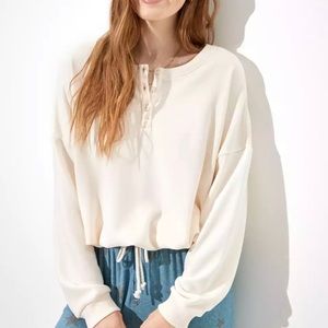 XL AE Fleece Cinched Henley Sweatshirt